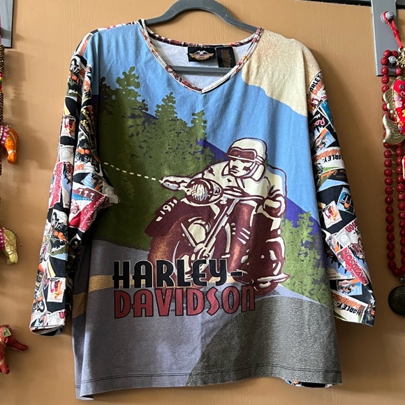 Harley-Davidson Plus Women’s Jersey 3/4 Sleeve Tee Vintage Print 2W 22 - Picture 1 of 5